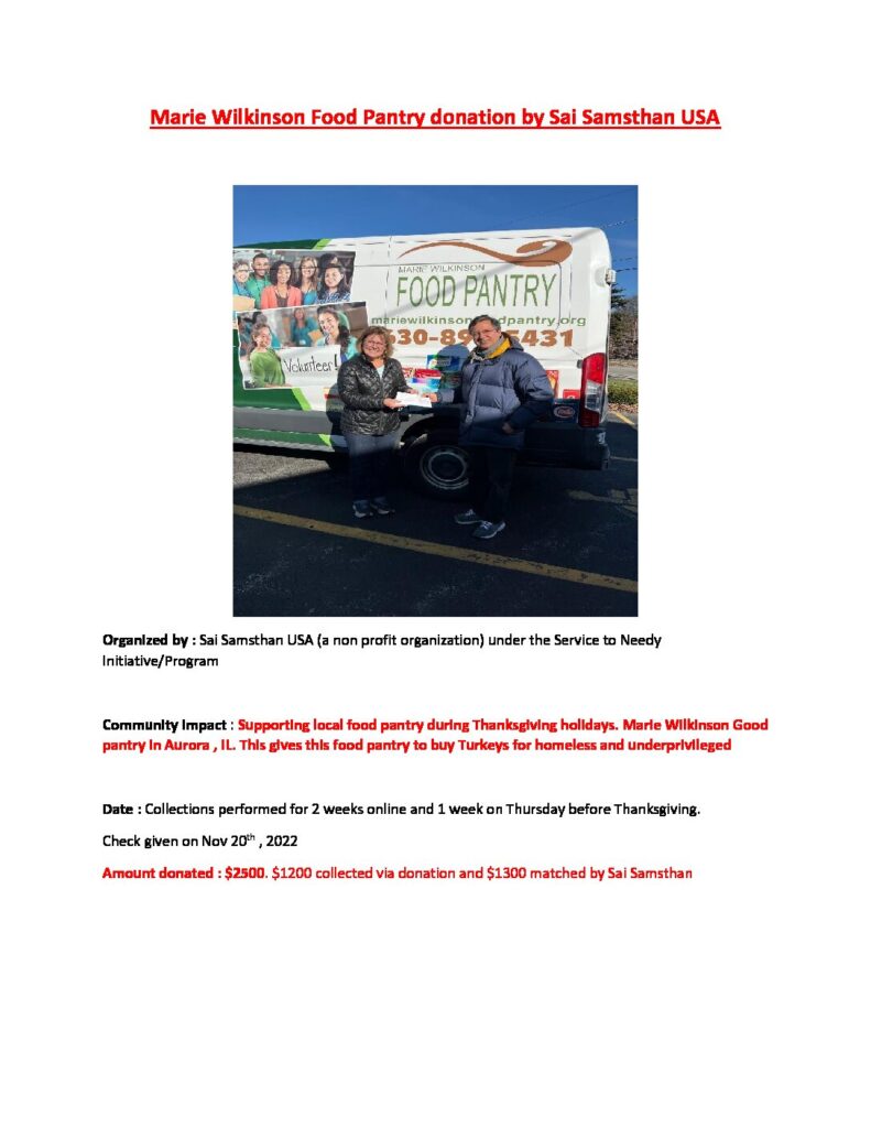 Marie Wilkinson Food Pantry Donation, November 20, 2022