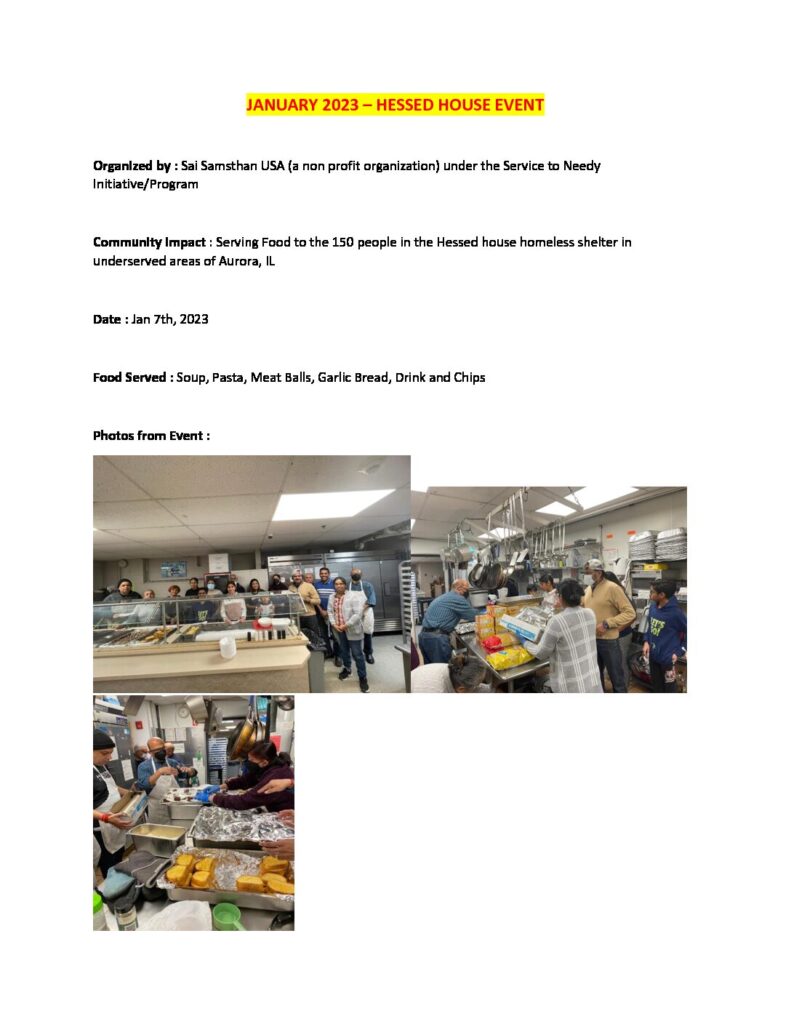 Hesed House Lunch Service, January 7, 2023