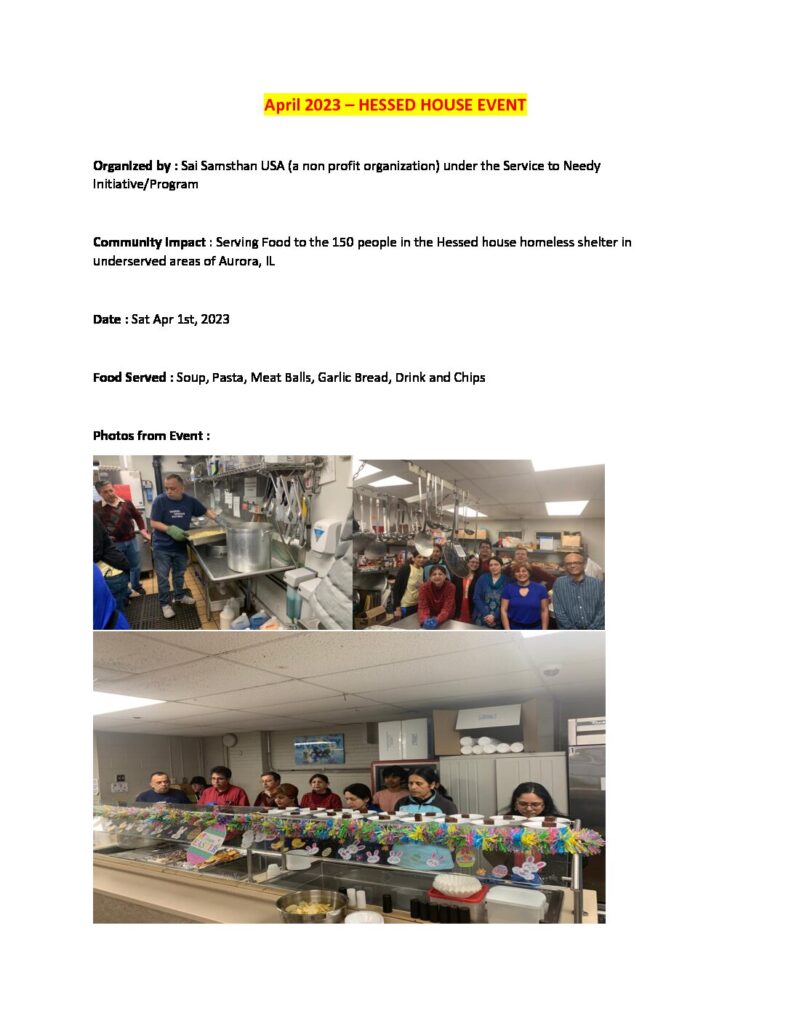 Hesed House Lunch Service, April 1, 2023