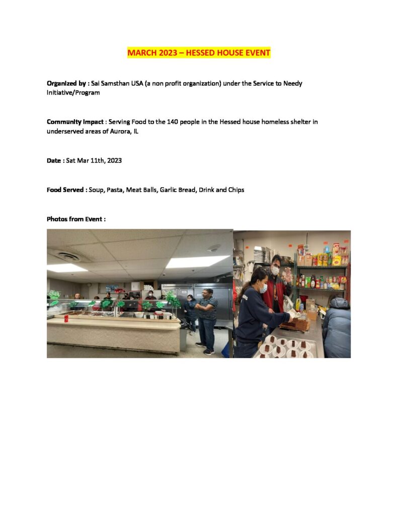 Hesed House Lunch Service, March 11, 2023