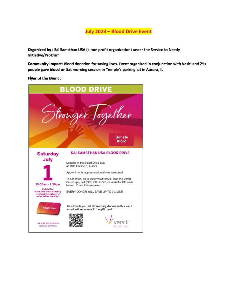 Blood Drive, July 1, 2023